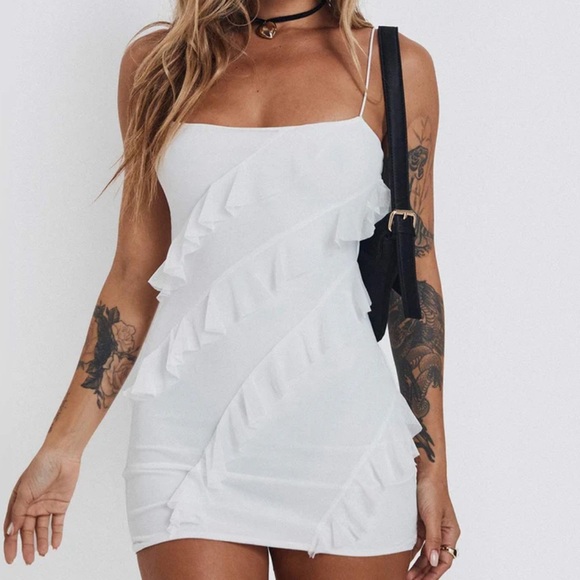 Princess Polly White Ruffle Mini Dress - Picture 1 of 4